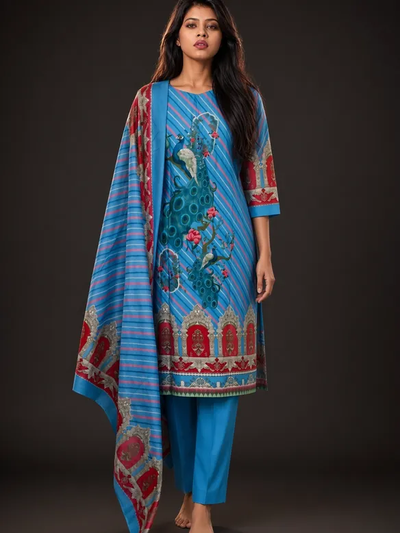 Azure Peacock Suit Set — worn