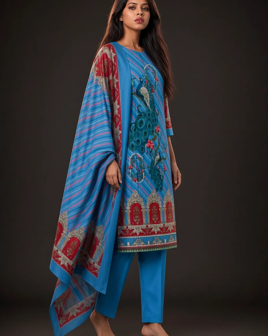 Azure Peacock Suit Set — detail 1