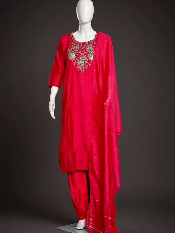 Crimson Embroidered Suit Set — the piece