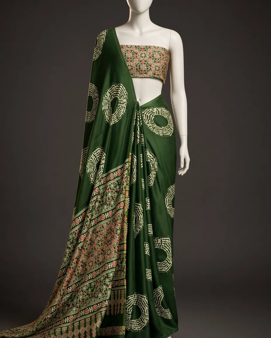 Forest Green Chakra Saree — the piece