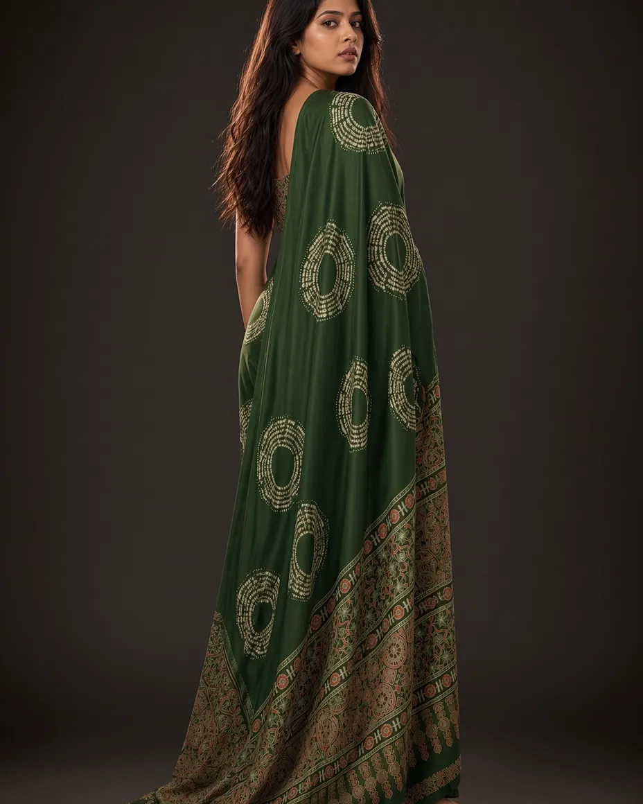 Forest Green Chakra Saree — detail 3