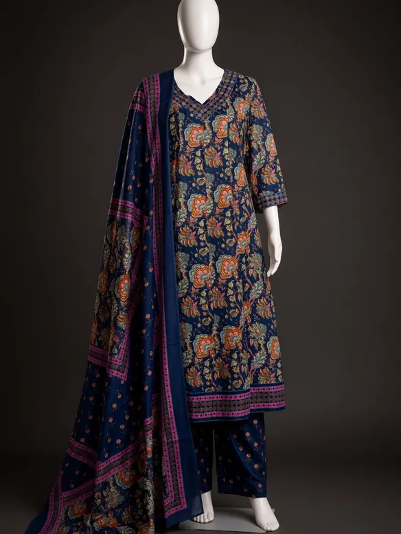 Indigo Block-Print Suit Set — the piece