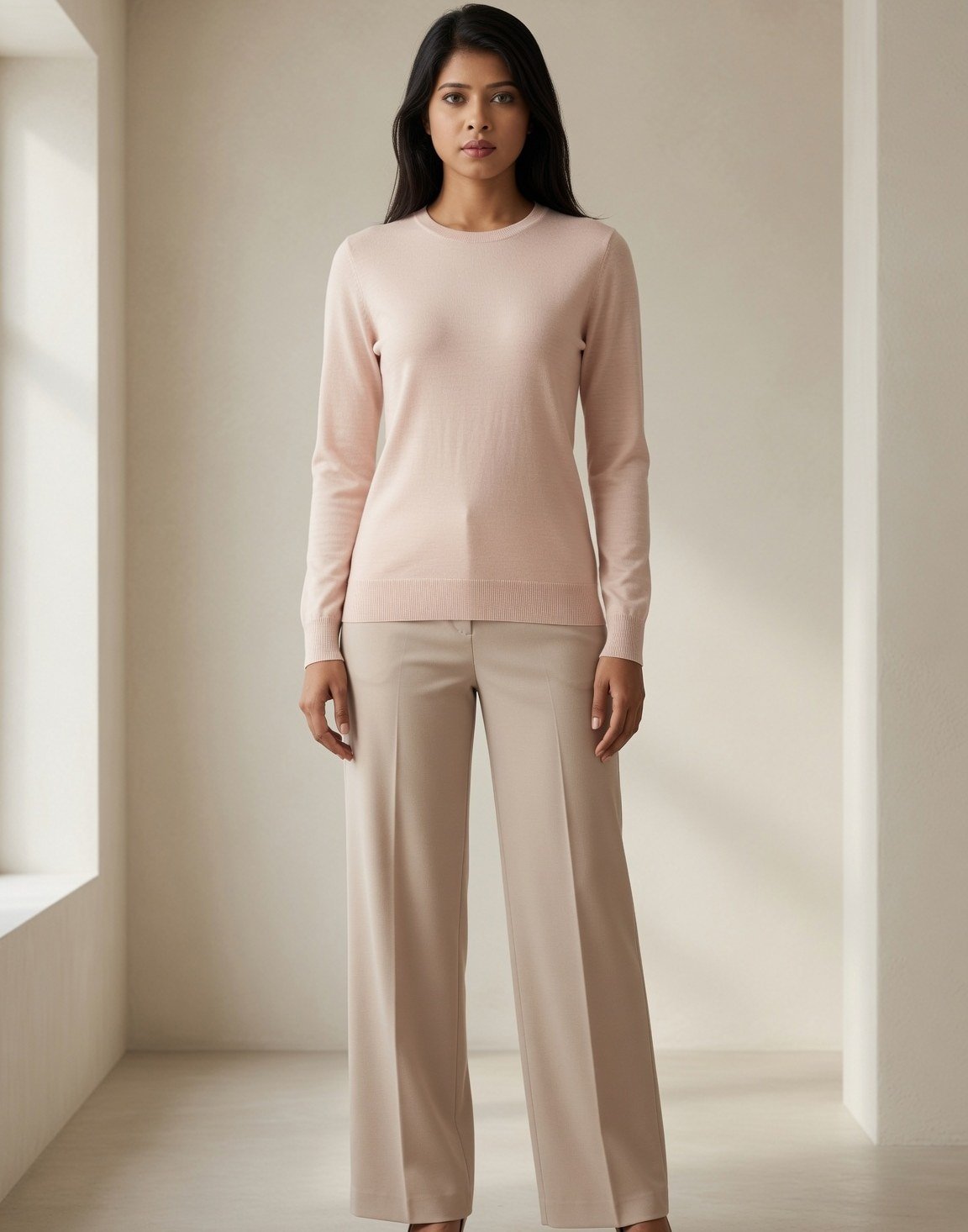 Fine-gauge merino crew neck