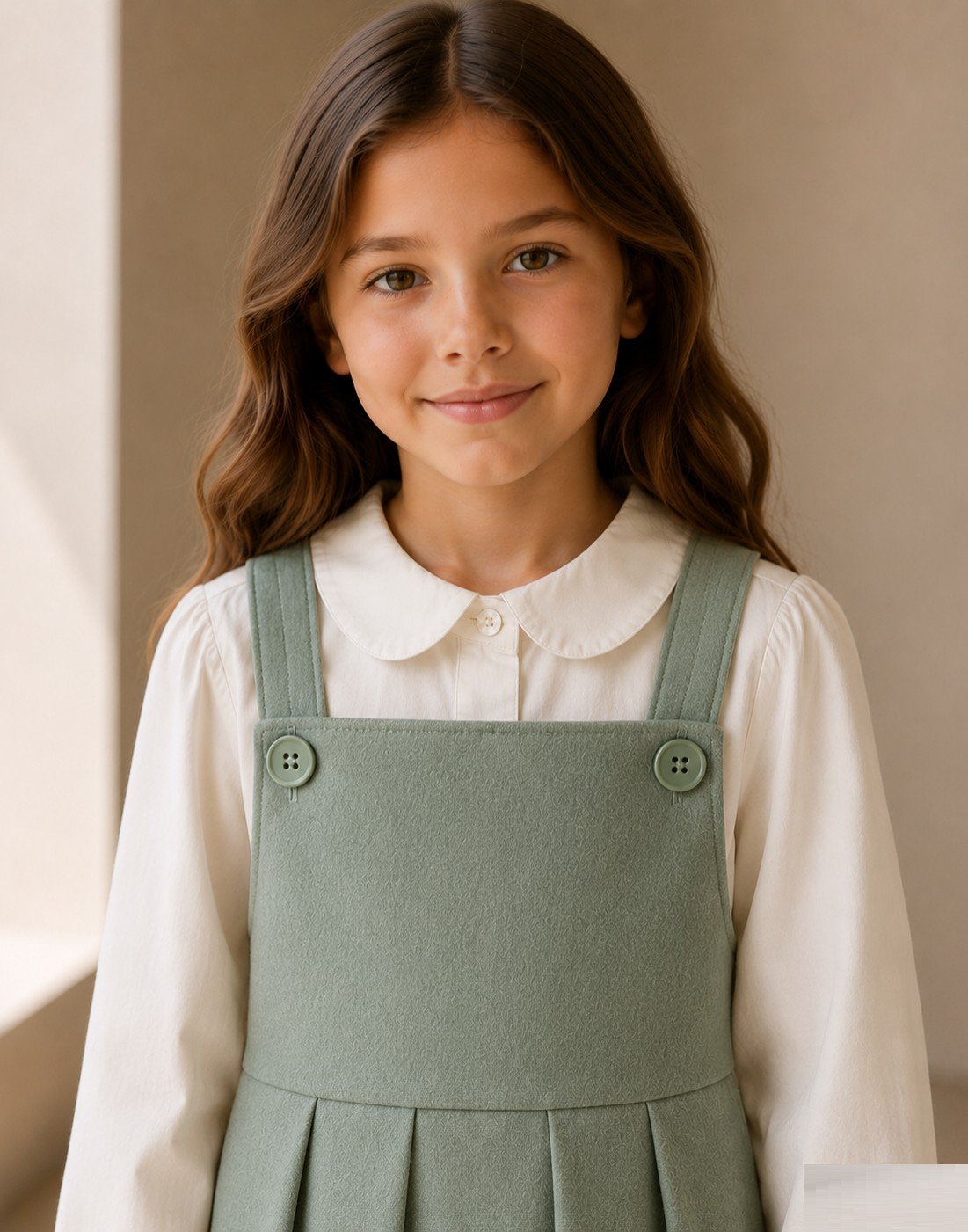 Girl's wool pinafore dress — view 3