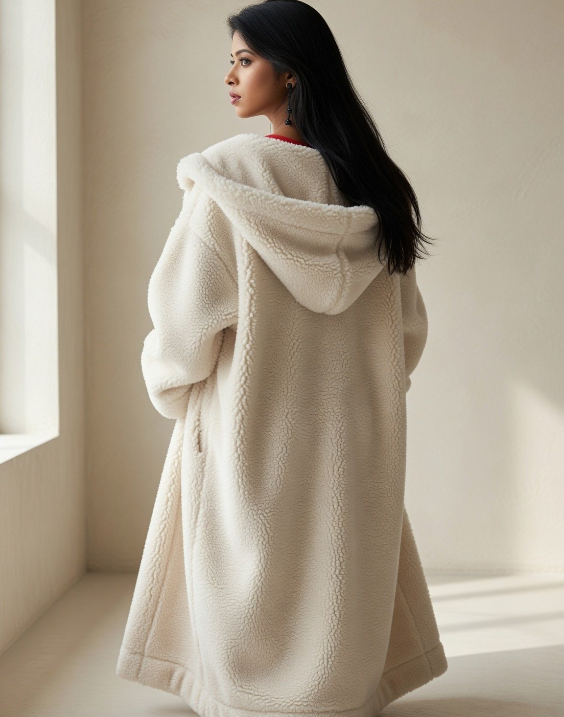 Hooded teddy coat — view 3