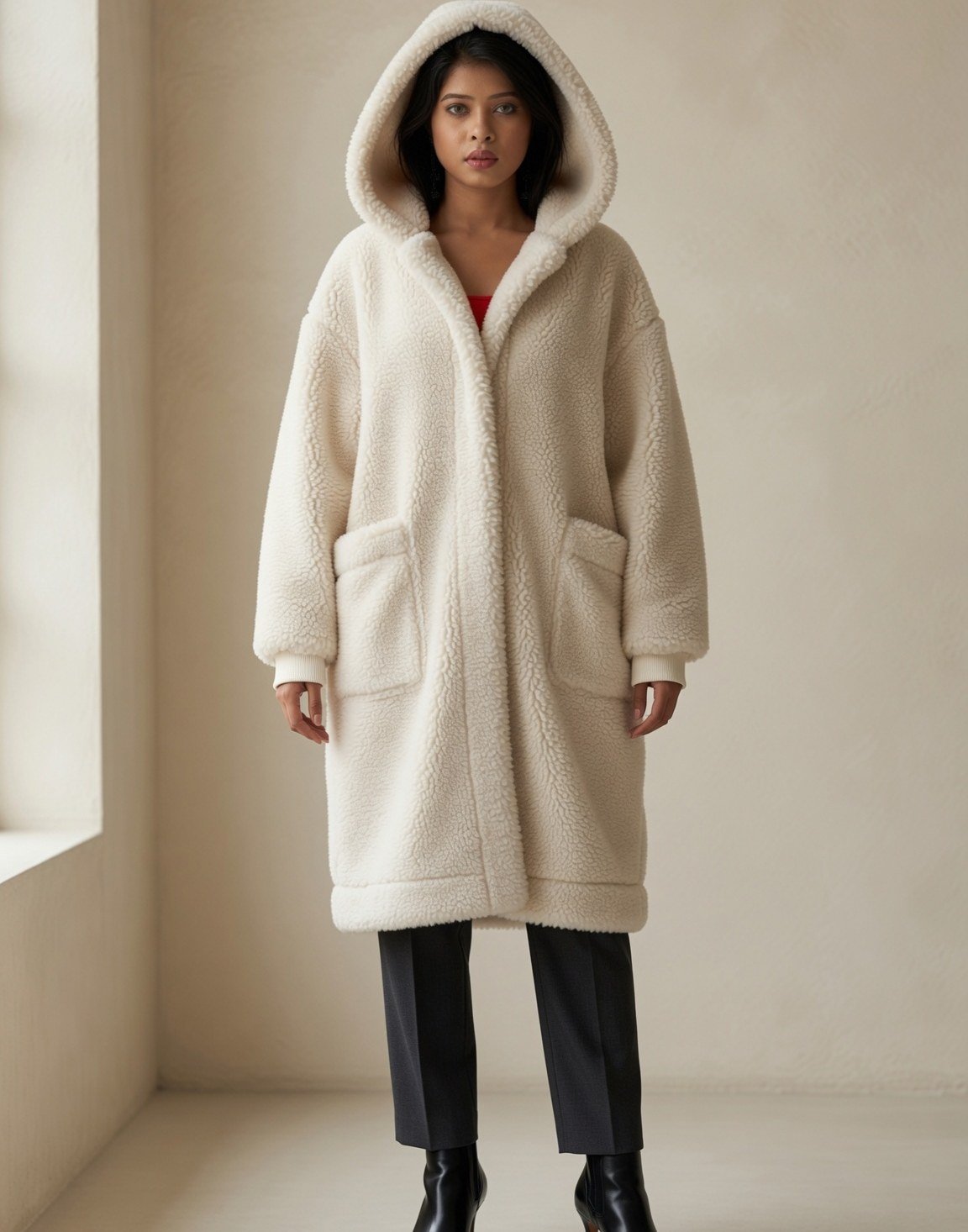 Hooded teddy coat — view 7