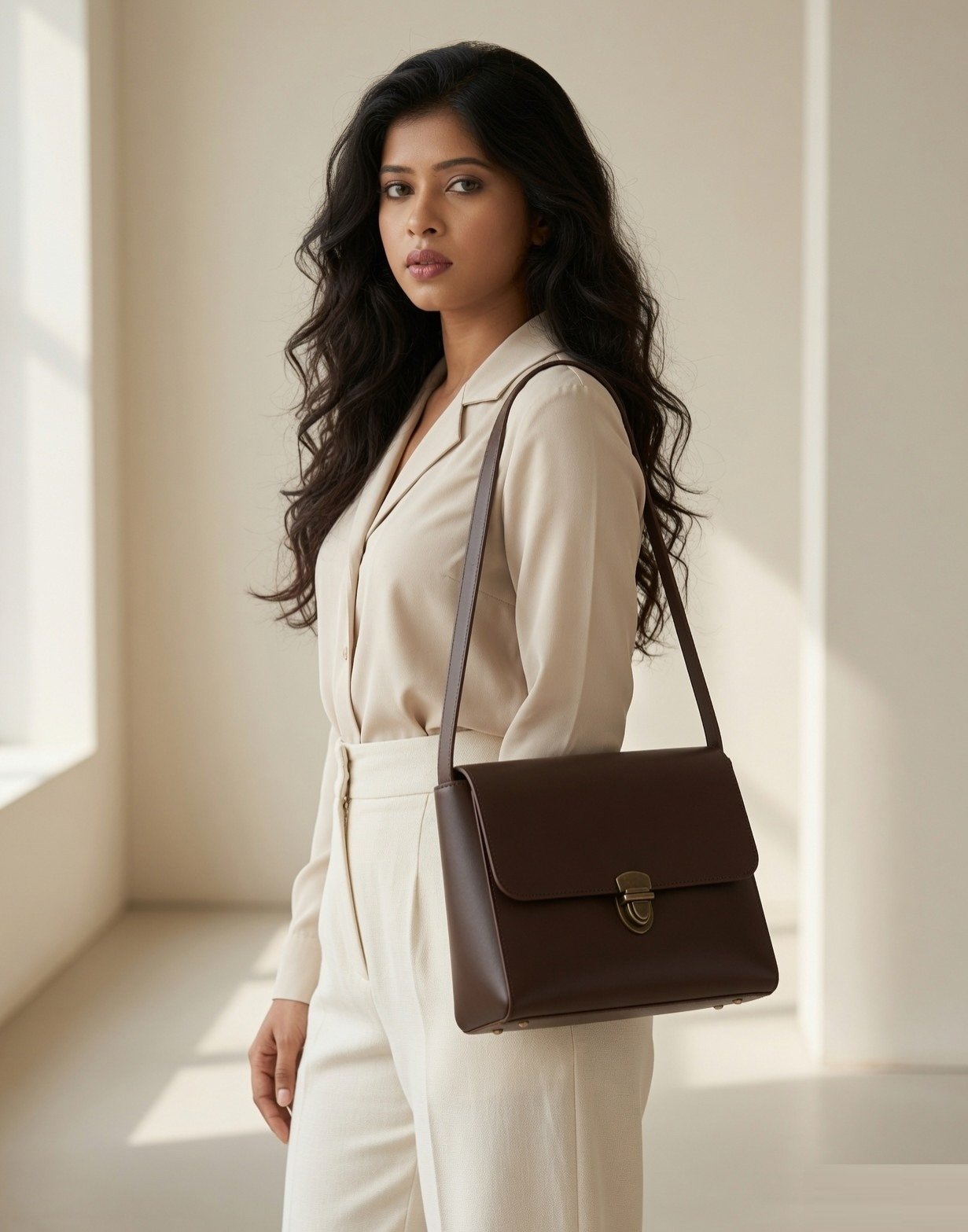 Structured leather shoulder bag — view 8