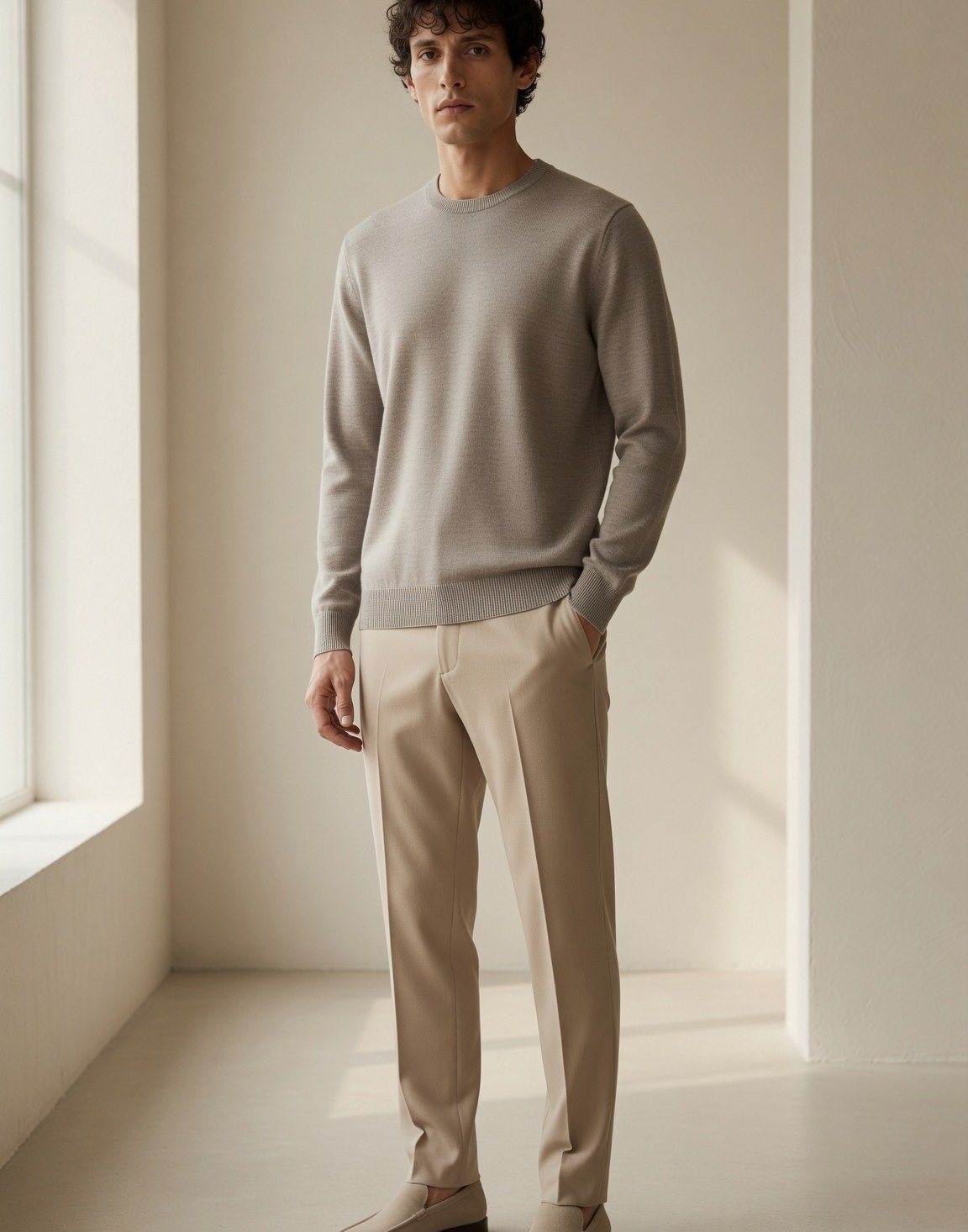 Fine-gauge merino crew neck — view 3