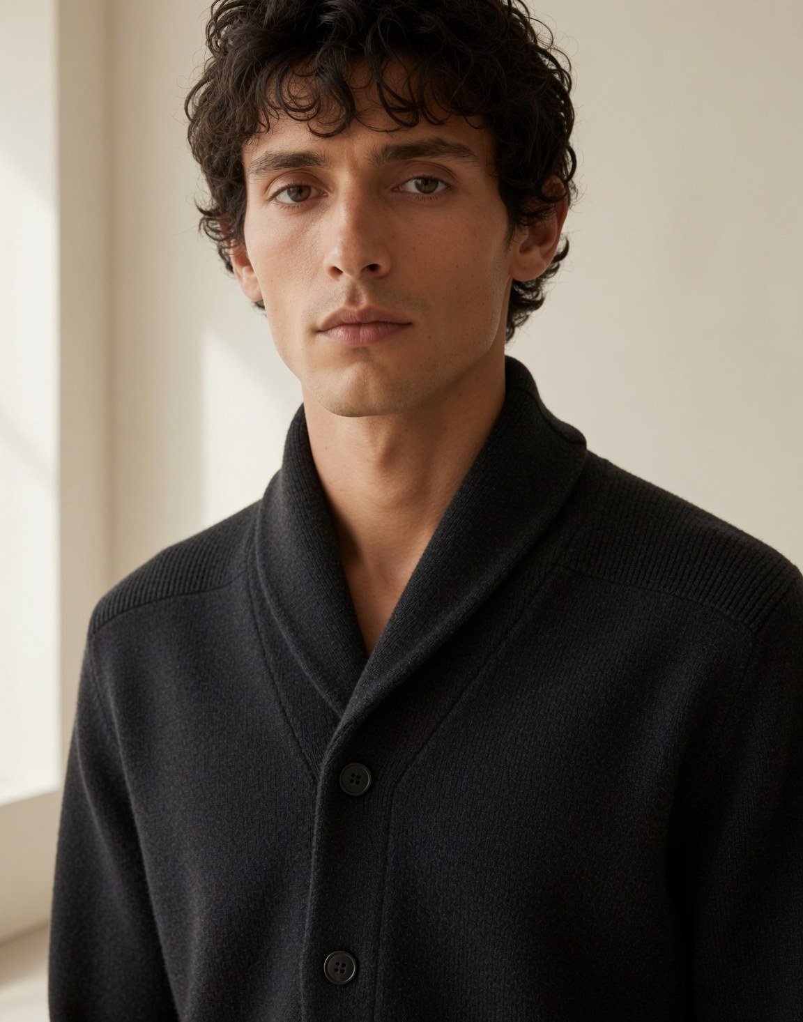 Shawl-collar wool cardigan — view 4