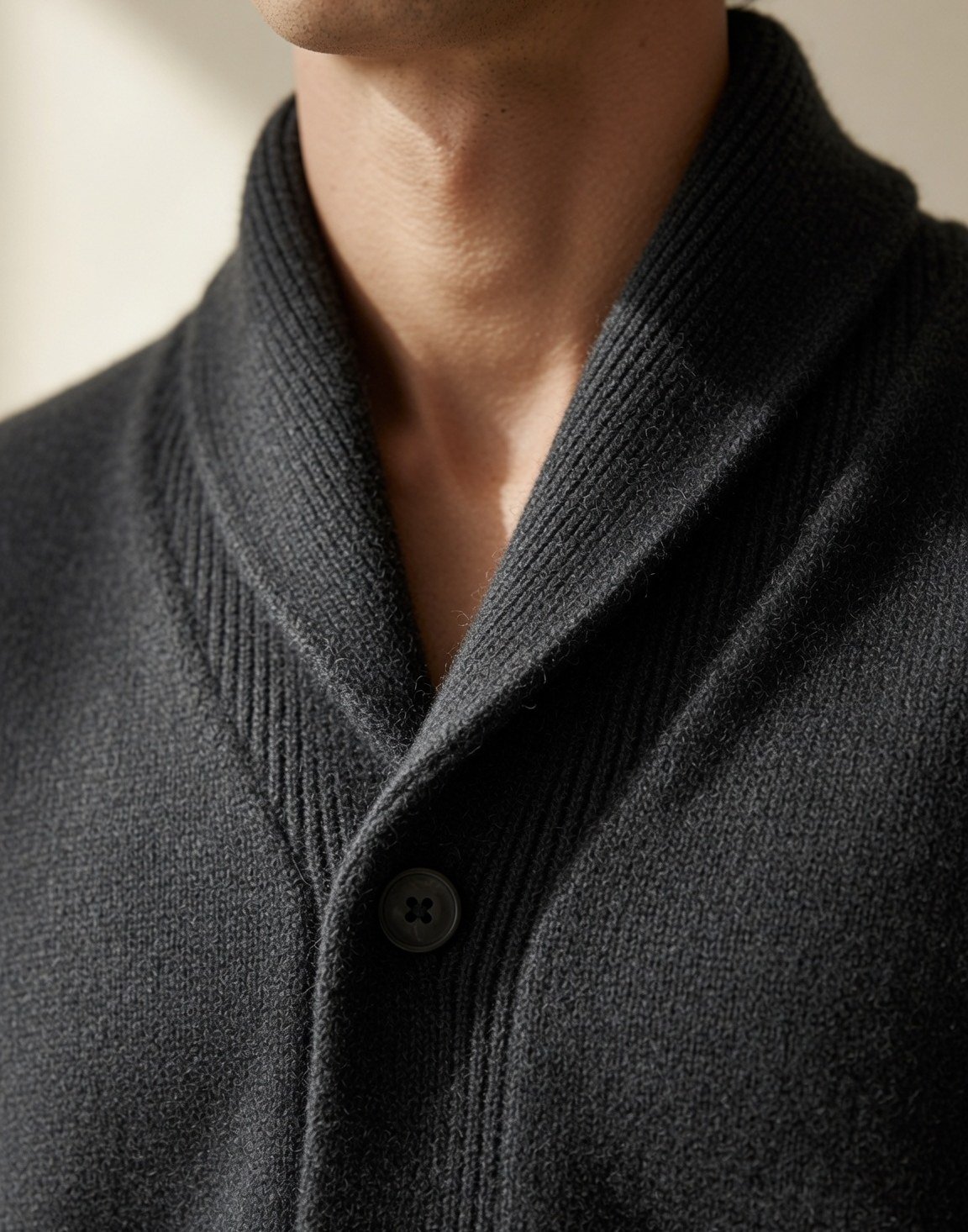 Shawl-collar wool cardigan — view 5