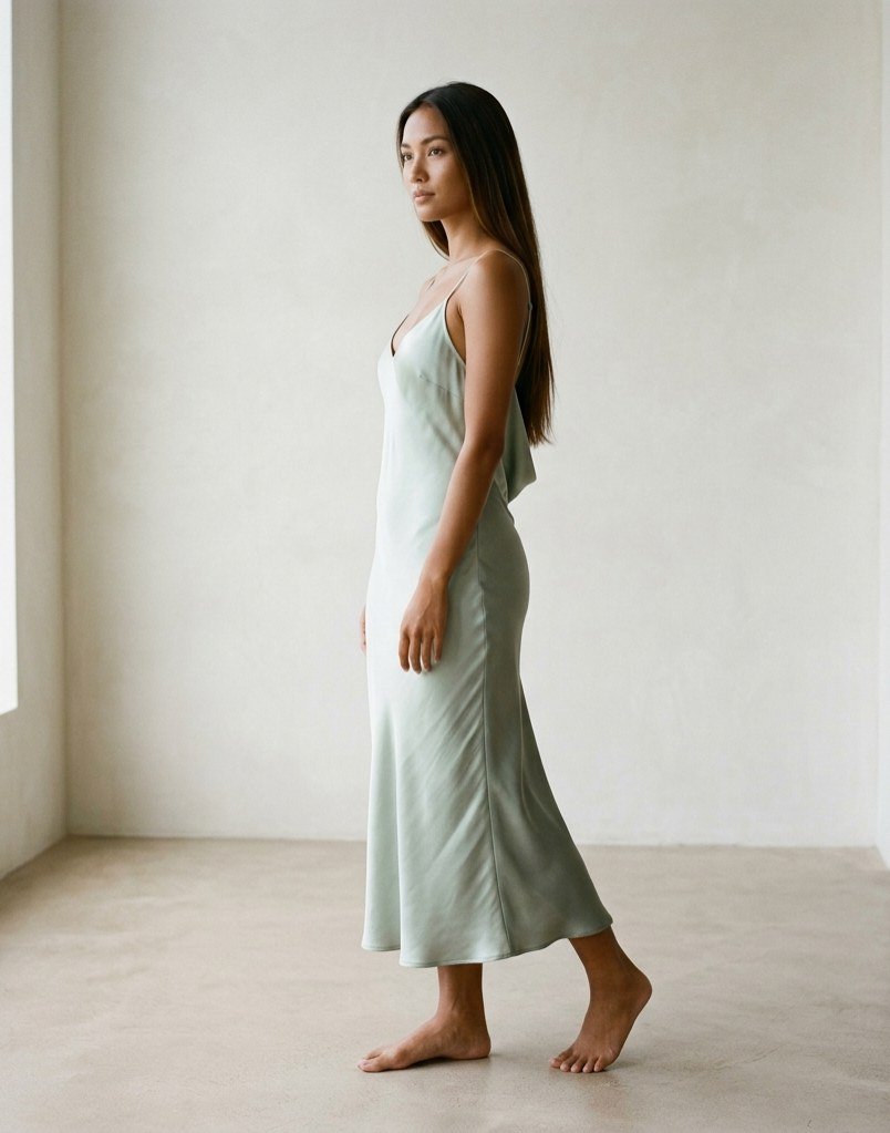 Bias-cut silk slip dress — view 3