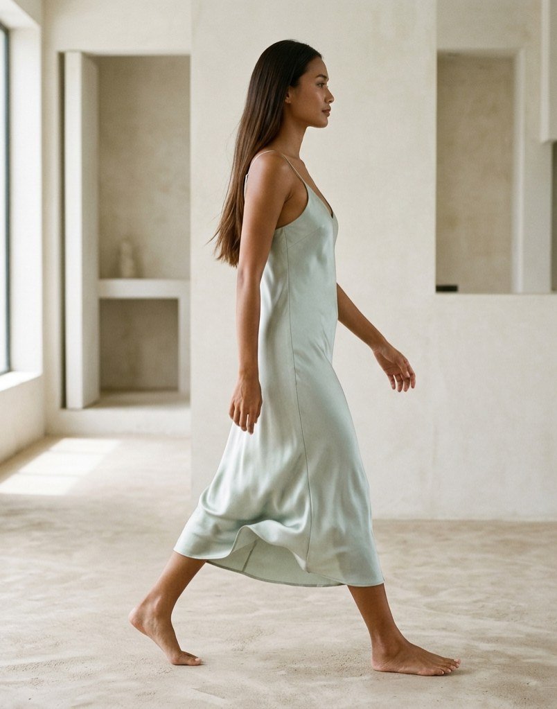 Bias-cut silk slip dress — view 9
